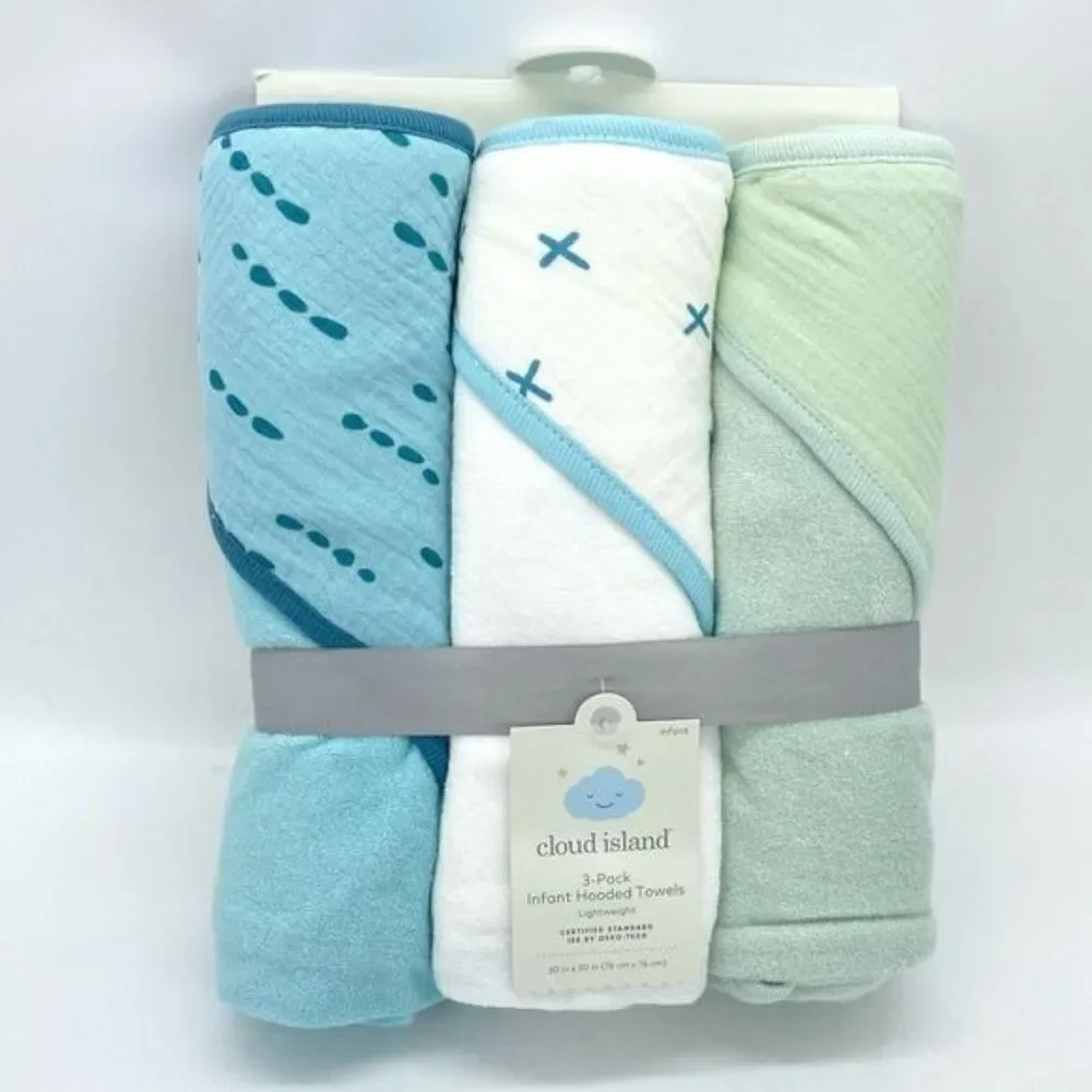 Baby Hooded Blanket Bath Towels 3 Pack New